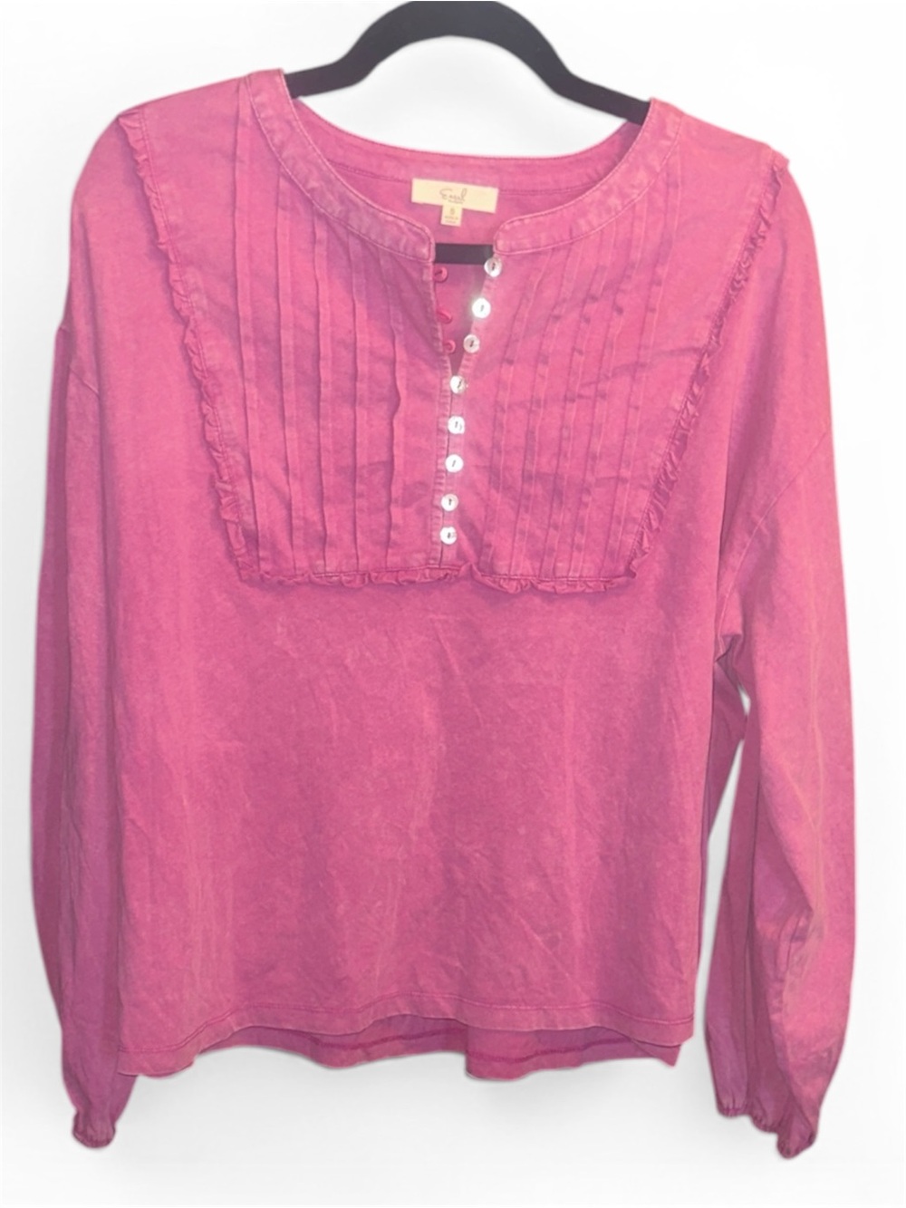 Easel Sm Fuchsia Blouse with Button Detail